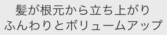 髪が根本から立ち上がりふんわりとボリュームアップ